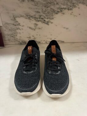 Cole Haan Men's Knit Sneakers in Black with White Sole and Brown Pull Tab